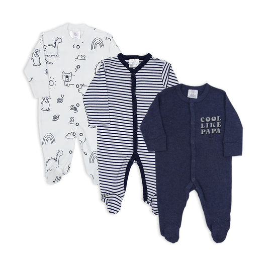 SLEEP SUITS / ROMPERS BOYS PK-3 MULTI-COLOR ANIMAL KINGDOM