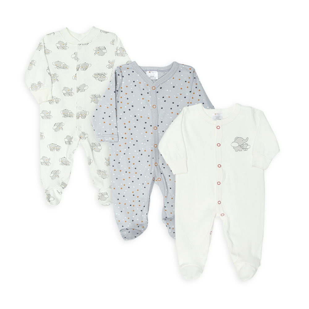 ROMPER BOYS PK-3 GREY STARS & ELEPHANT