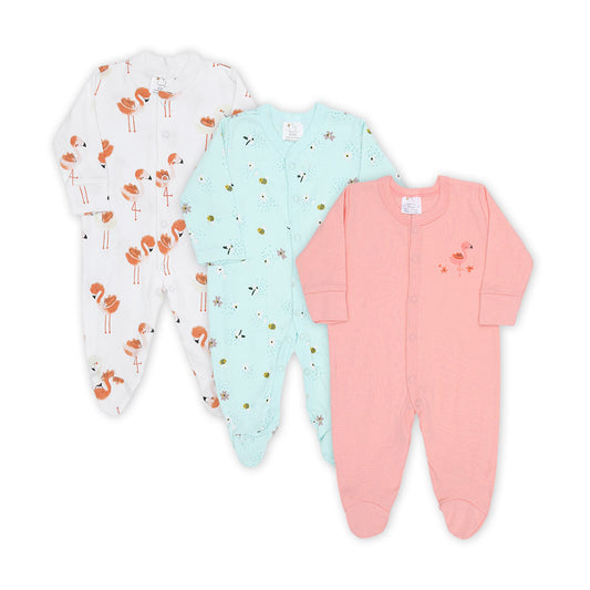 ROMPER GIRLS PK-3 MULTICOLOR FLAMINGOS & FLORAL