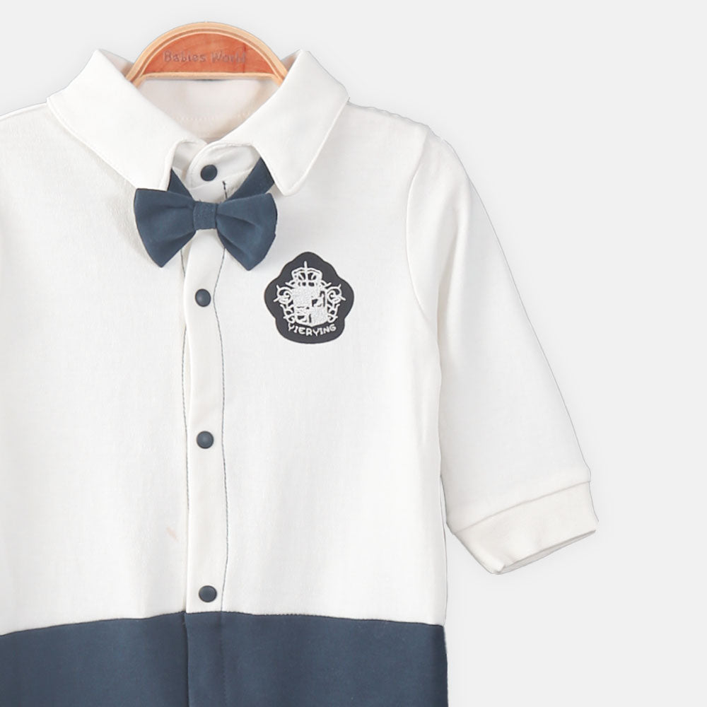 BOY ROMPER NAVY BOW