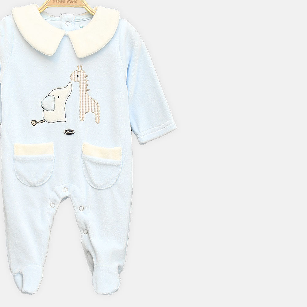 BOY ROMPER WHISPERS OF THE WILD ONESIE LIGHT BLUE