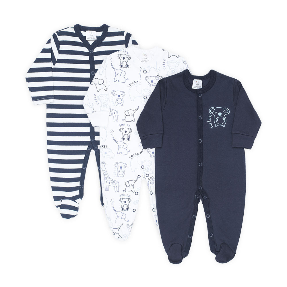 ROMPER BOYS PK-3 NAVY BLUE HAPPY CUTIE