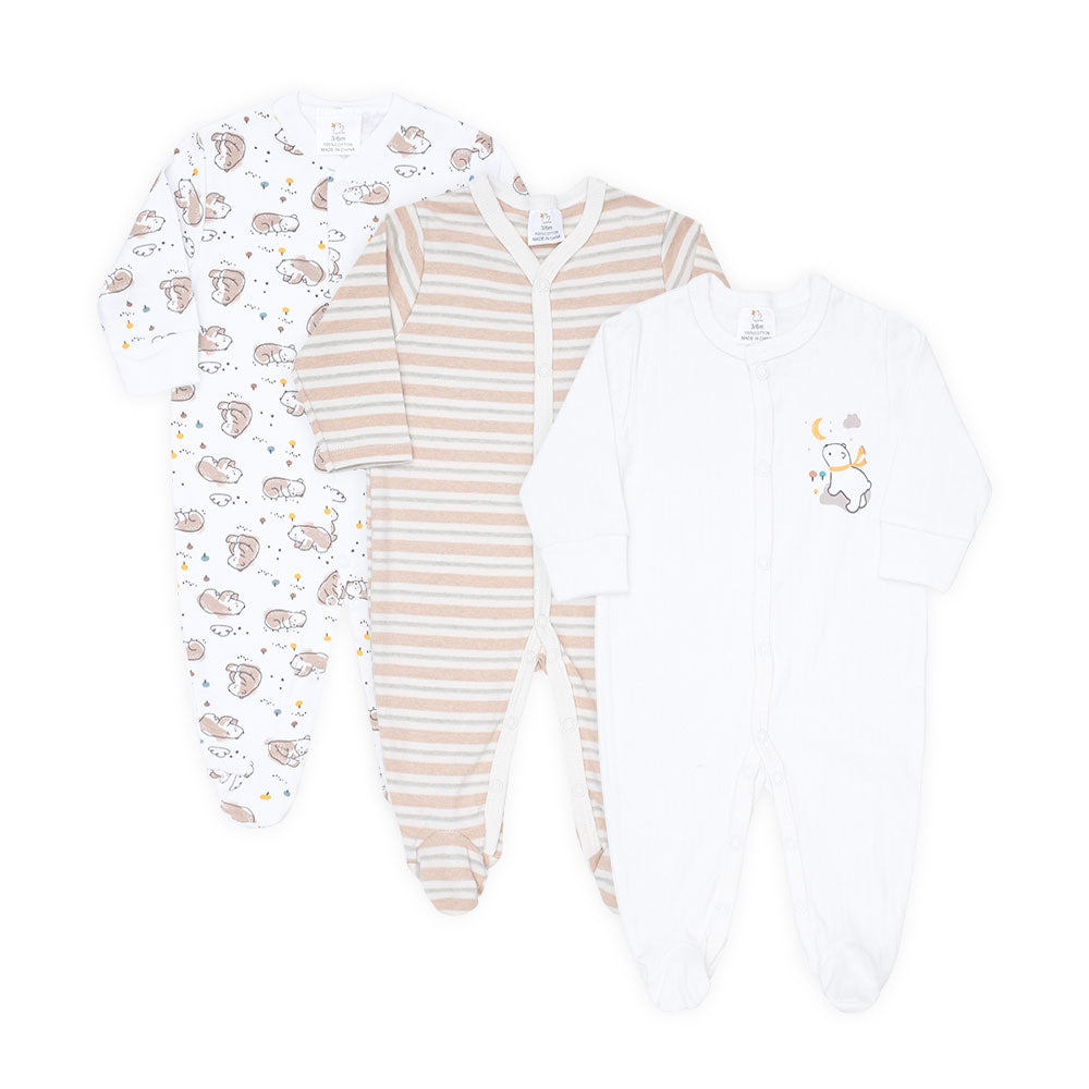 ROMPER BOYS PK-3 BROWN STRIPED BEAR