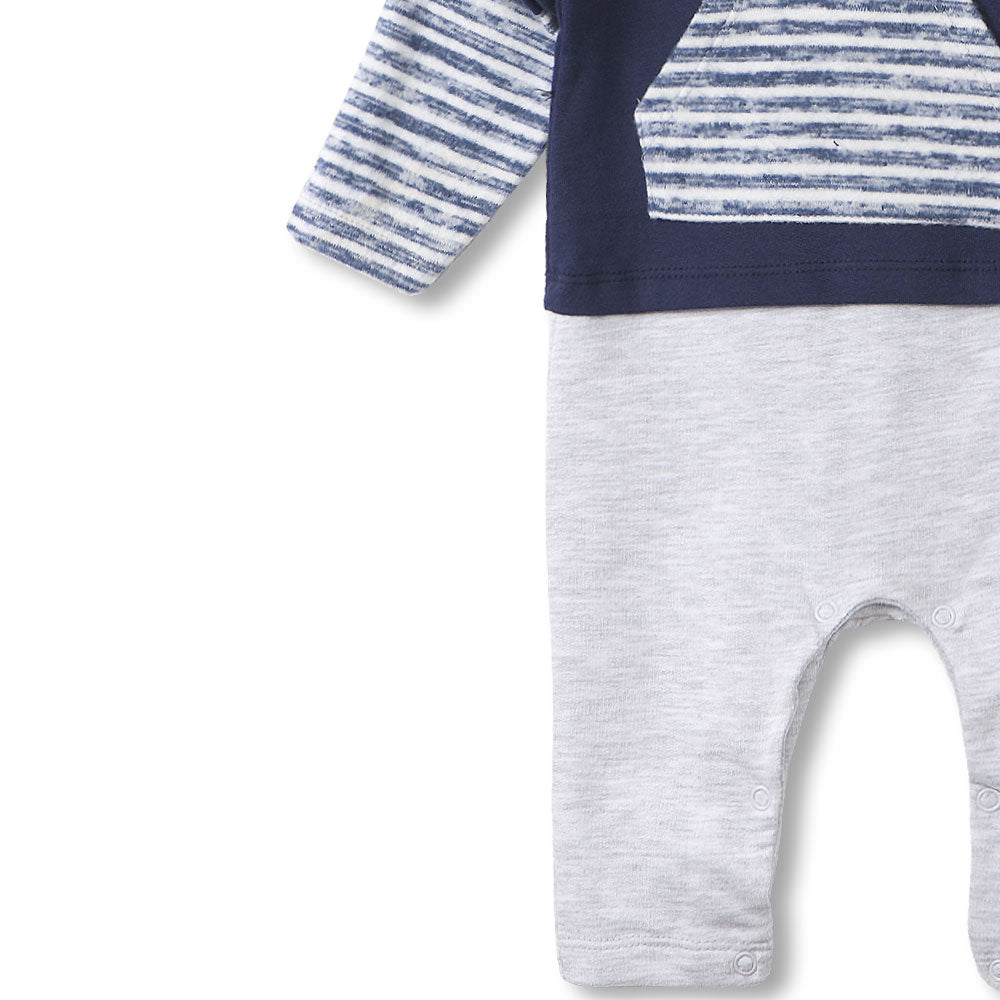 BOY ROMPER NAVY STRIPES