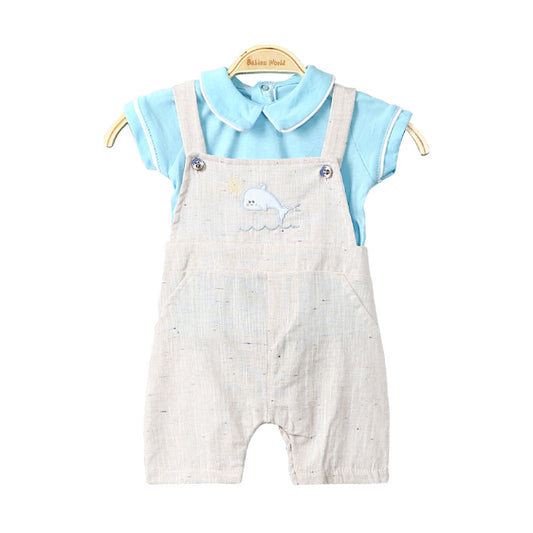 BOY ROMPER ELECTRIC BLUE DOLPHIN