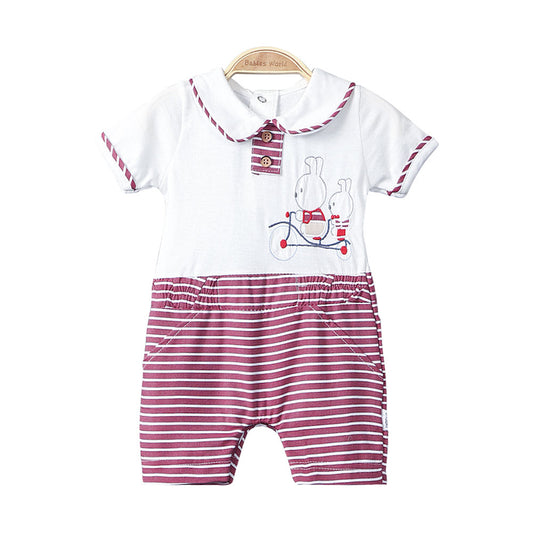 BOY ROMPER RED CYCLE & BUNNIES