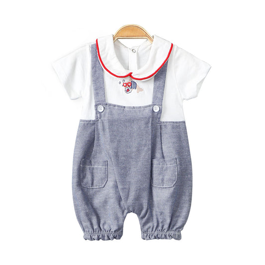 BOY ROMPER WHITE NERDY FISH