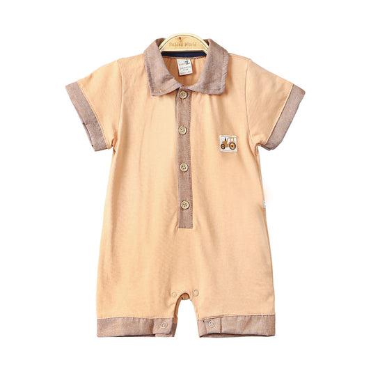 BOY ROMPER ORANGE TRUCK BUTTONED