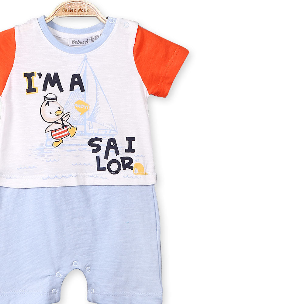 BOY ROMPER BLUE PENGUIN SAILOR