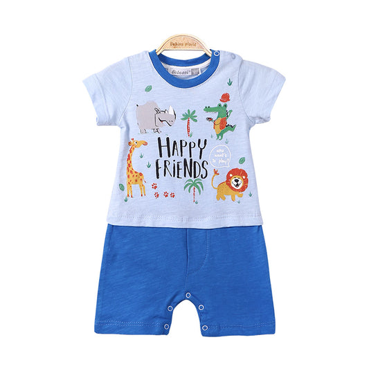 BOY ROMPER BLUE HAPPY FRIENDS