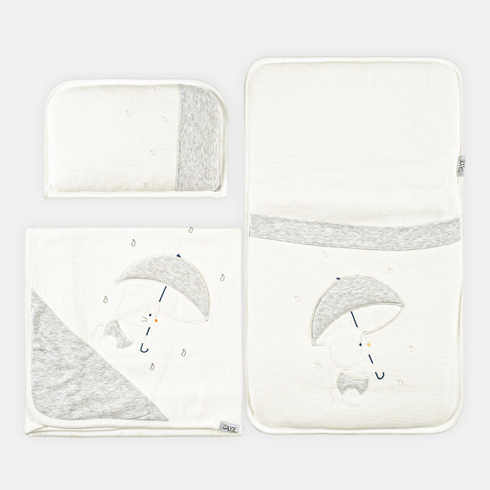 SLEEPING SET WHITE AND GREY BEAR