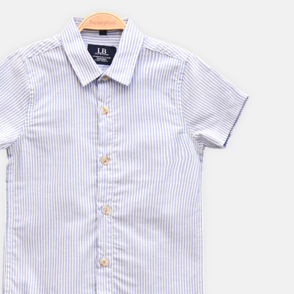 BOY SHIRT BLUE STRIPED SHORT-SLEEVE