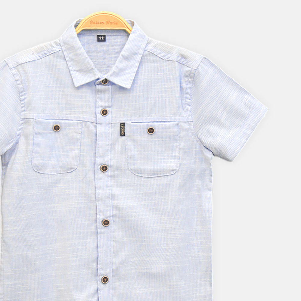BOY SHIRT LIGHT BLUE CHECKED SHORT-SLEEVE