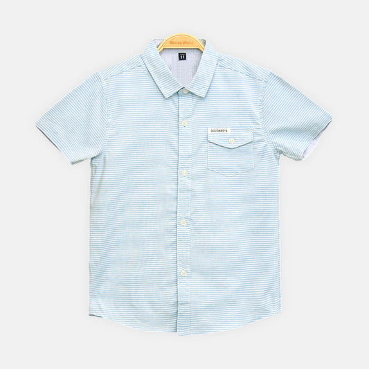 BOY SHIRT MINT GREEN STRIPED HALF-SLEEVE