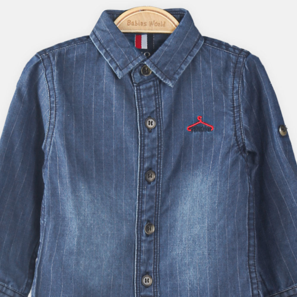 BOY SHIRT LIGHT STRIPPED DENIM