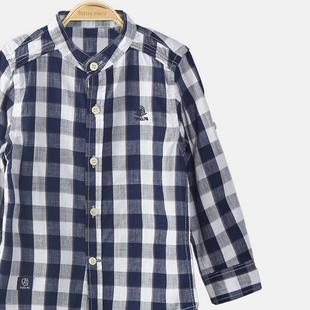BOY SHIRT WHITE & BLUE CHECKERED