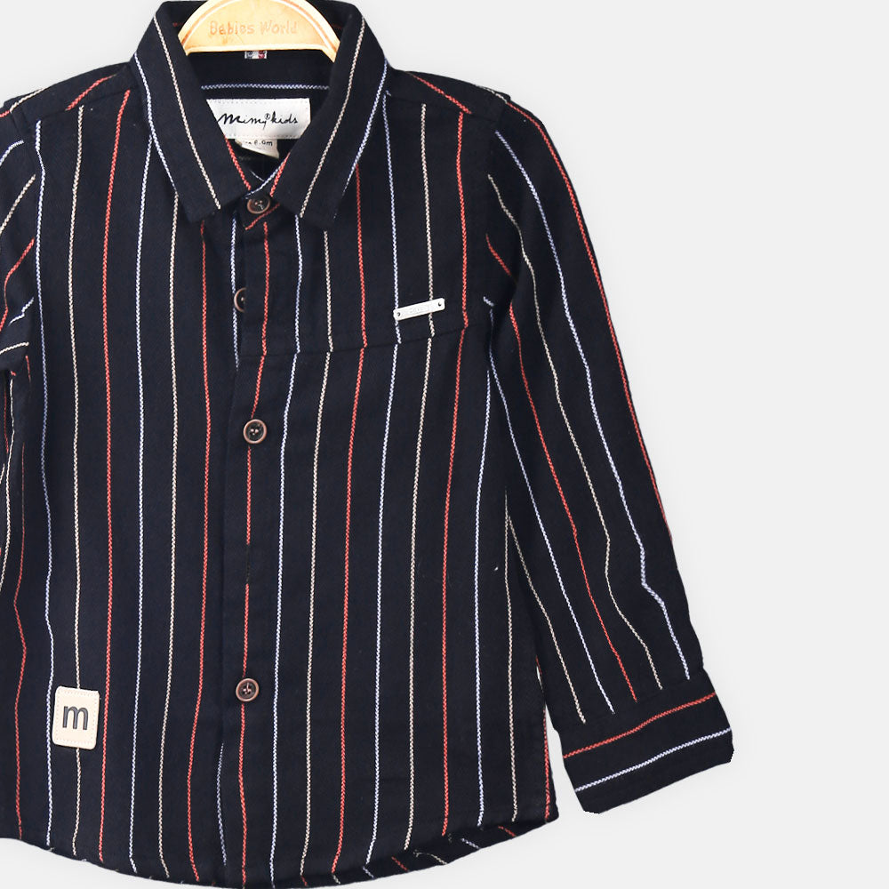 BOY SHIRT BLACK STRIPED TEXTURE