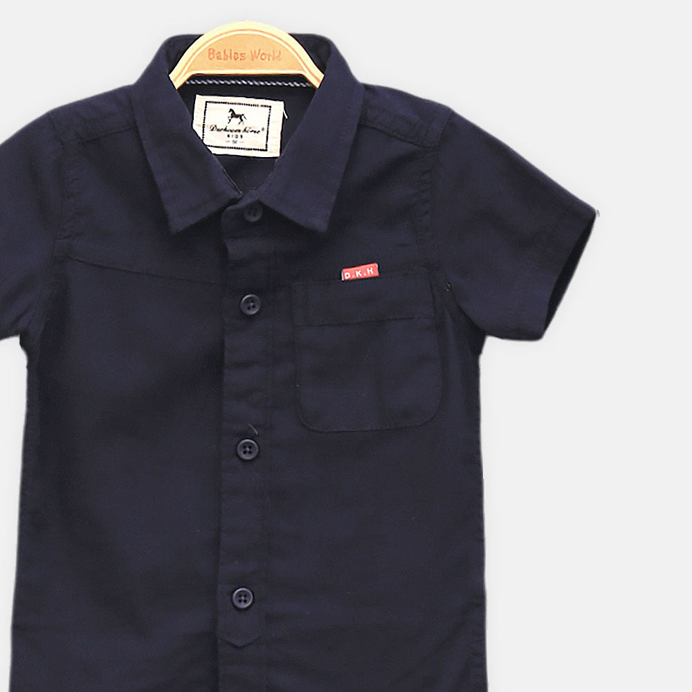 BOY SHIRT NAVY BLUE HALF-SLEEVE
