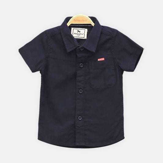 BOY SHIRT NAVY BLUE HALF-SLEEVE