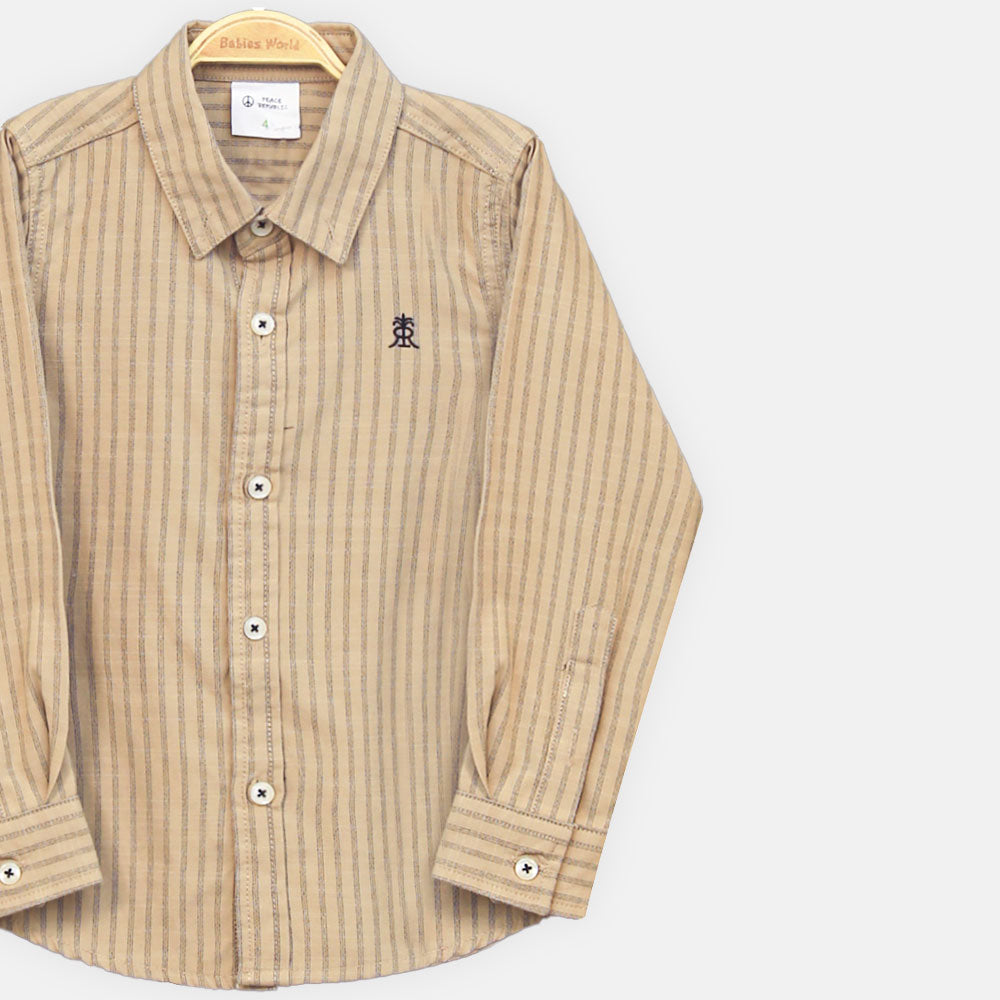 BOY SHIRT BEIGE & BROWN STRIPED