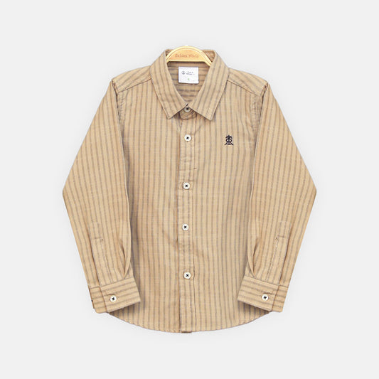 BOY SHIRT BEIGE & BROWN STRIPED