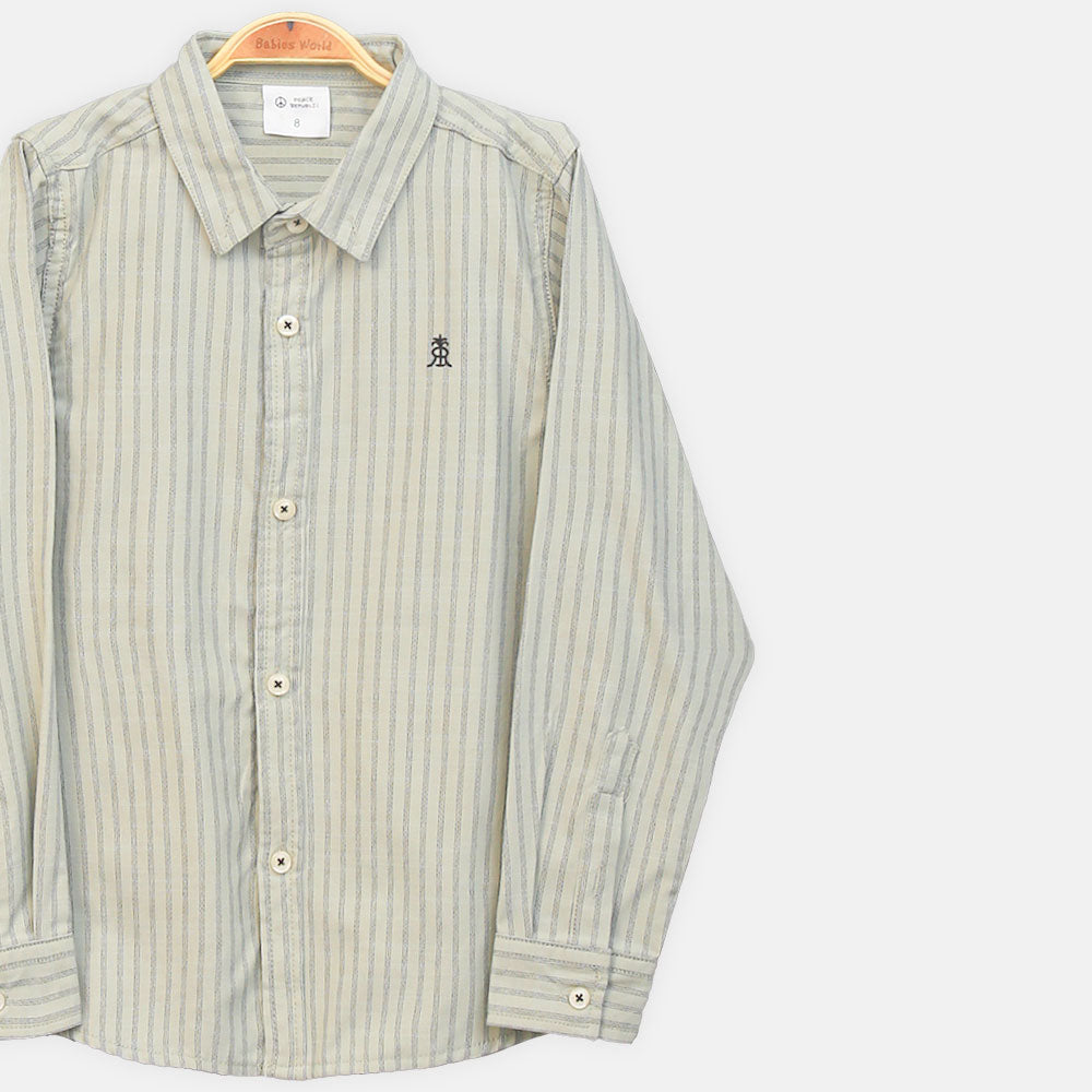 BOY SHIRT GREEN & BROWN STRIPED