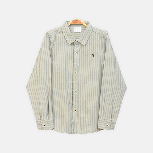 BOY SHIRT GREEN & BROWN STRIPED