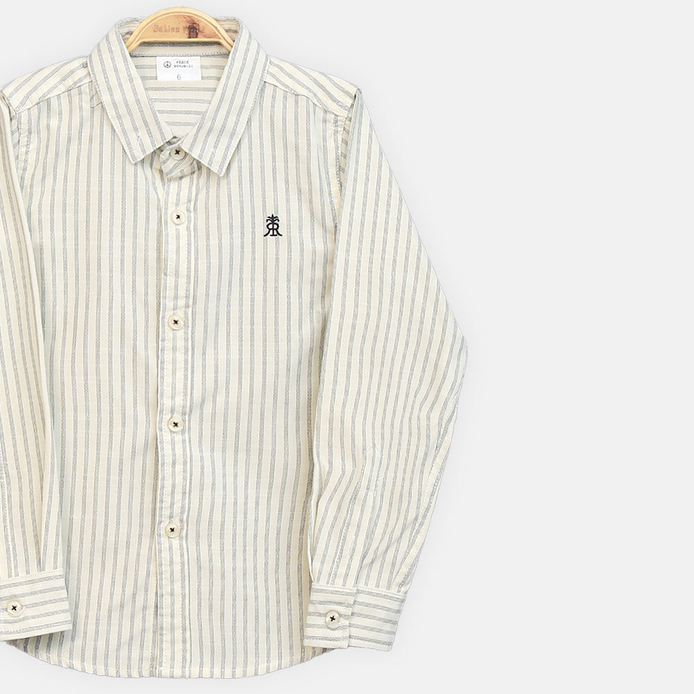 BOY SHIRT GREY & WHITE STRIPED