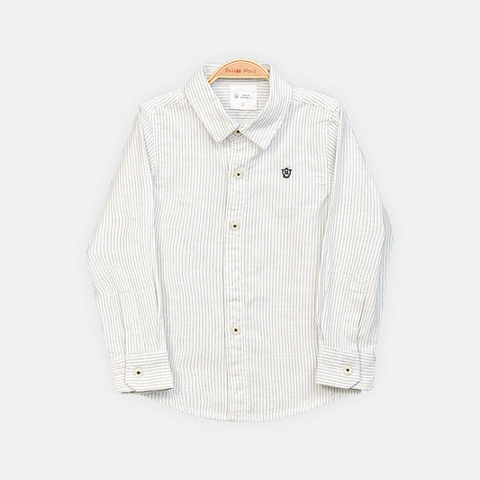 BOY SHIRT WHITE & GREY STRIPED