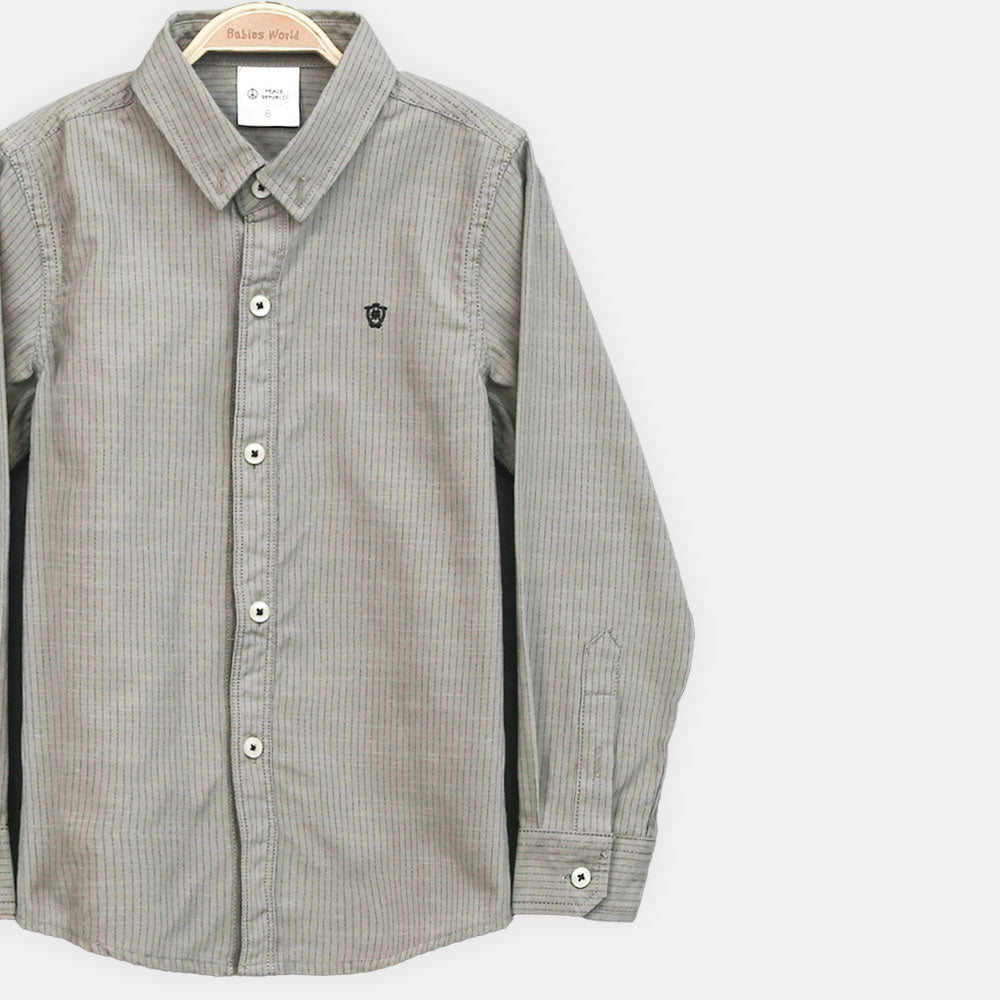 BOY SHIRT WHITE & GREY STRIPED