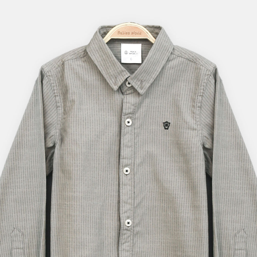 BOY SHIRT WHITE & GREY STRIPED