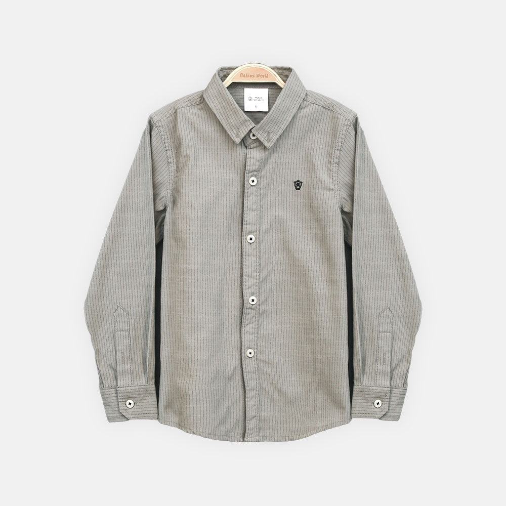 BOY SHIRT WHITE & GREY STRIPED