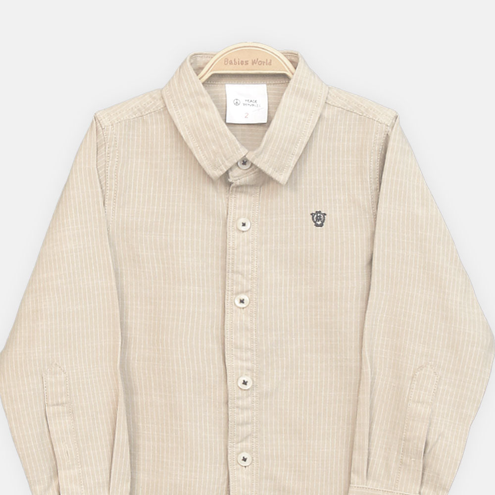 BOY SHIRT WHITE & BEIGE STRIPED