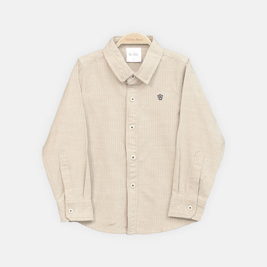 BOY SHIRT WHITE & BEIGE STRIPED