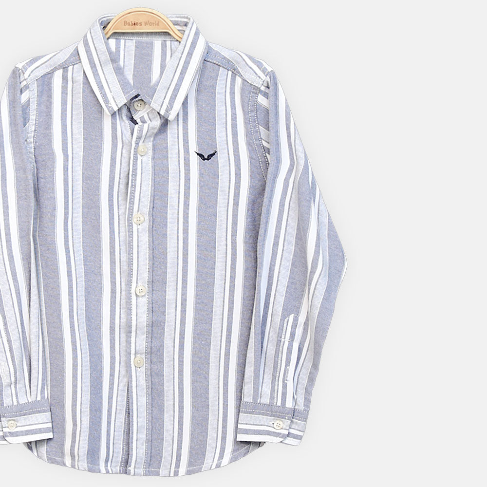 BOY SHIRT DARK BLUE & WHITE STRIPED