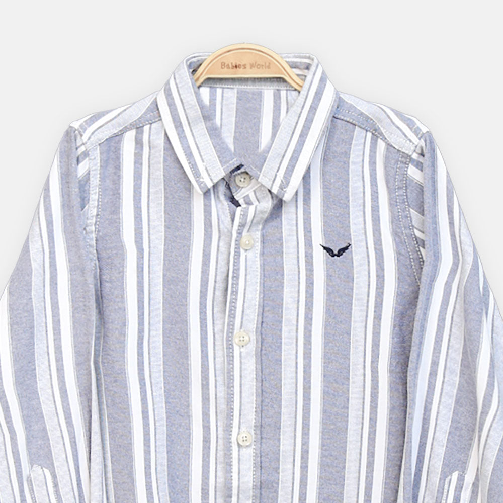 BOY SHIRT DARK BLUE & WHITE STRIPED