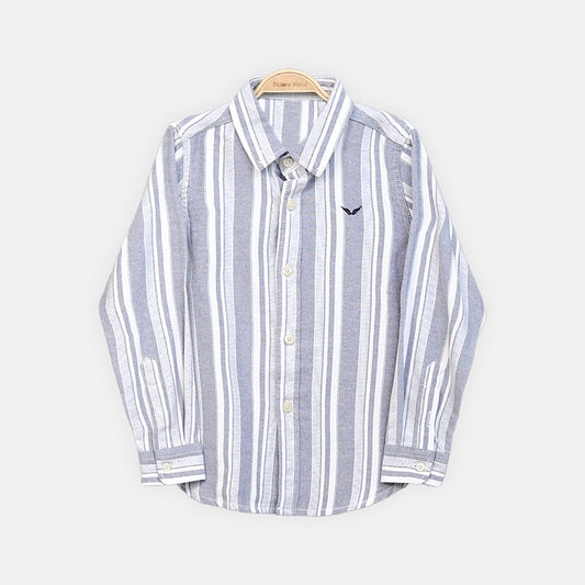 BOY SHIRT DARK BLUE & WHITE STRIPED