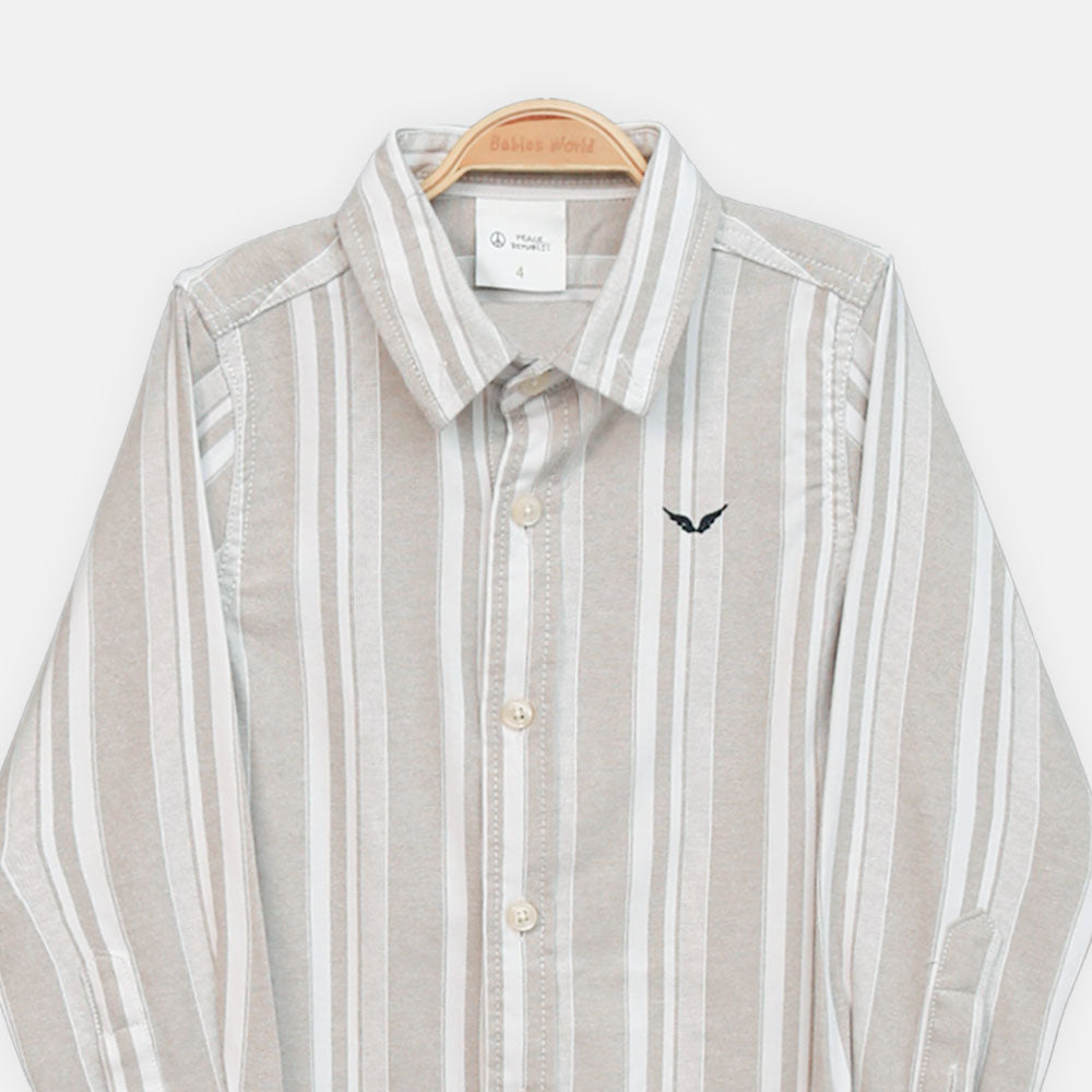 BOY SHIRT LIGHT BROWN & WHITE STRIPED
