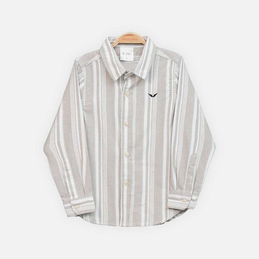 BOY SHIRT LIGHT BROWN & WHITE STRIPED