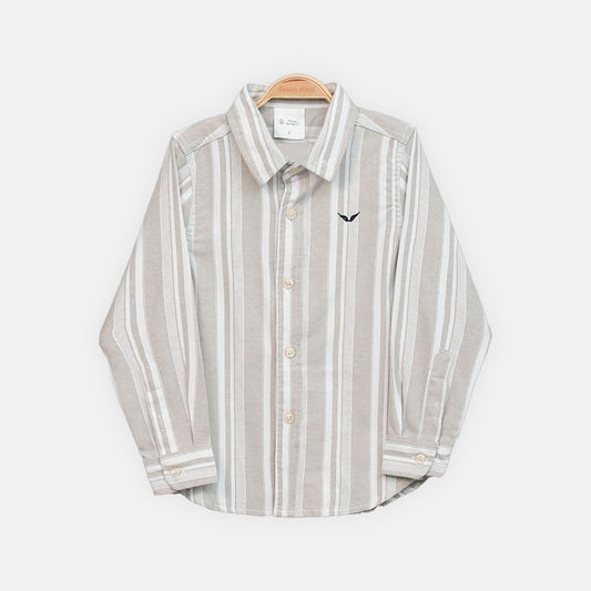 BOY SHIRT LIGHT BROWN & WHITE STRIPED