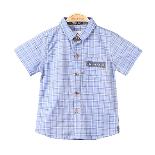 BOY SHIRT BLUE PLAID CHECK