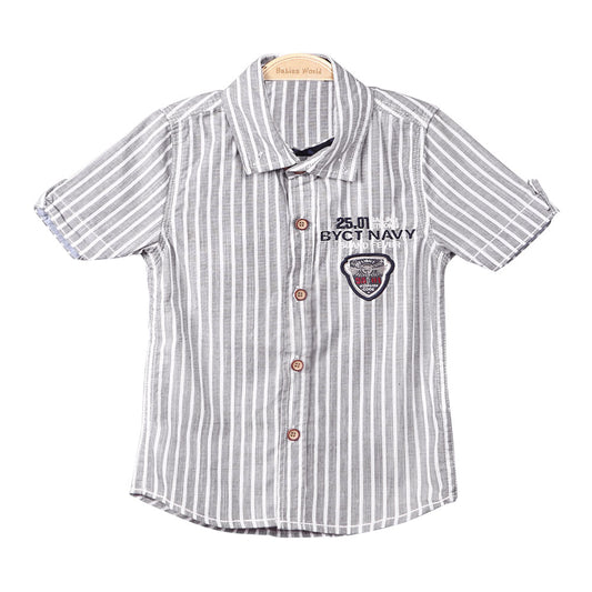 BOY SHIRT GREY STRIPED SAILING