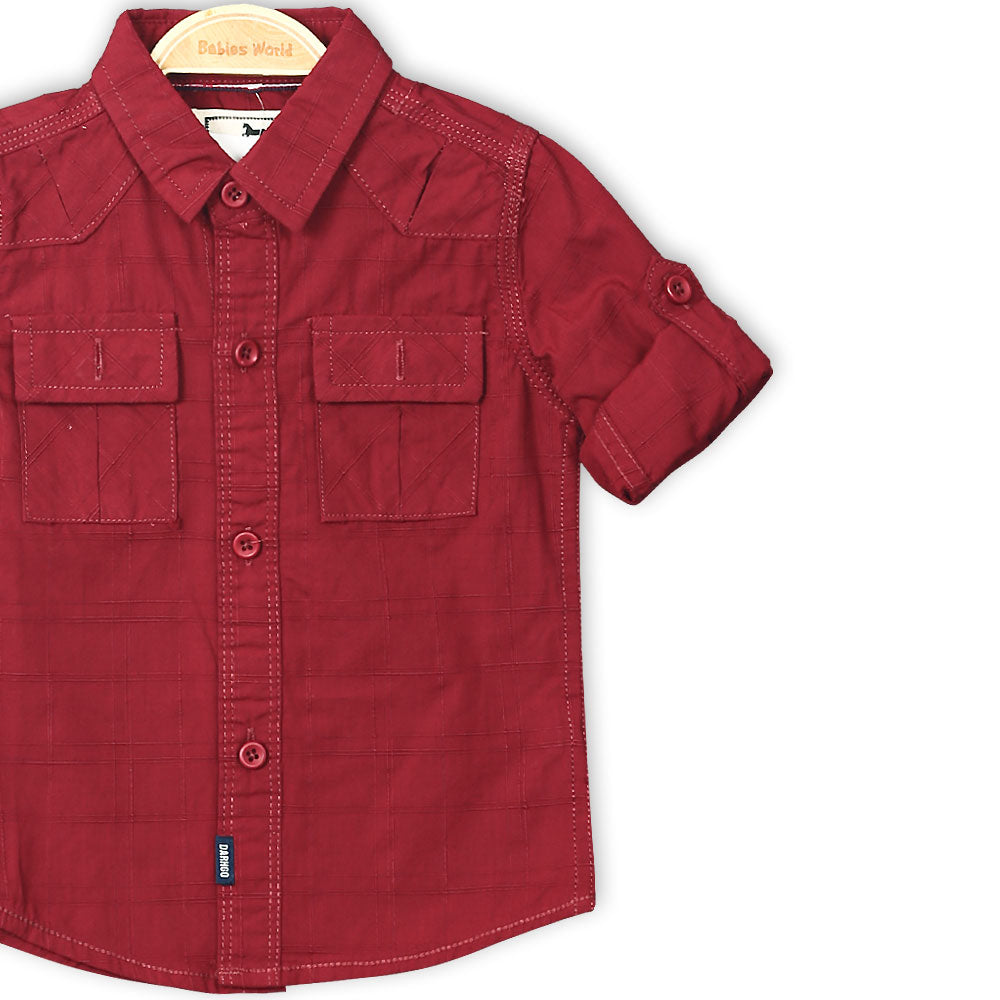 BOY SHIRT MAROON CHECK