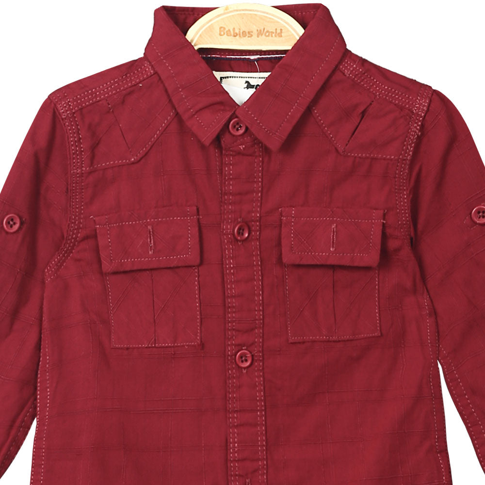 BOY SHIRT MAROON CHECK
