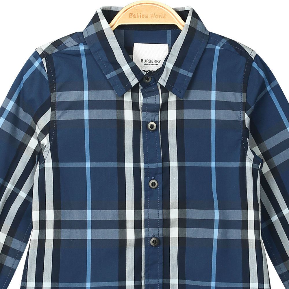 BOY SHIRT BLUE PLAID CHECK