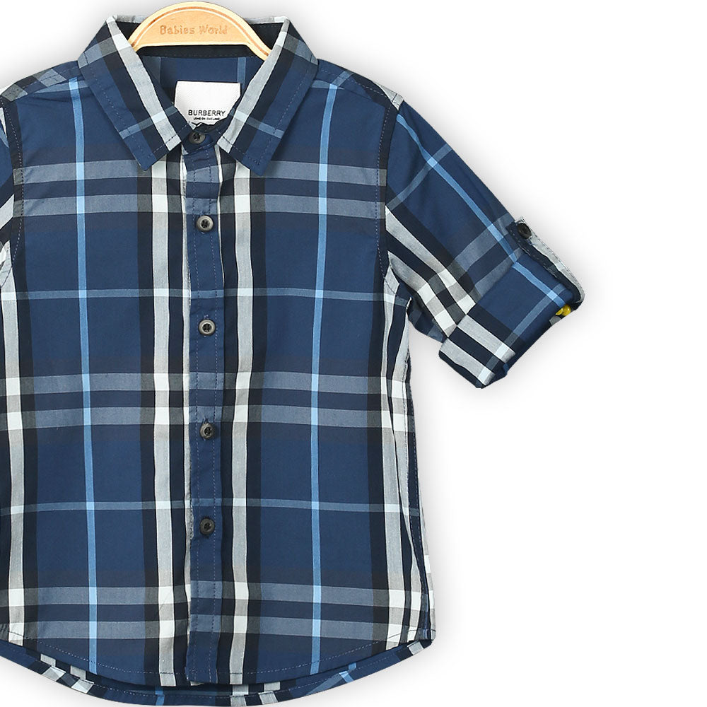 BOY SHIRT BLUE PLAID CHECK