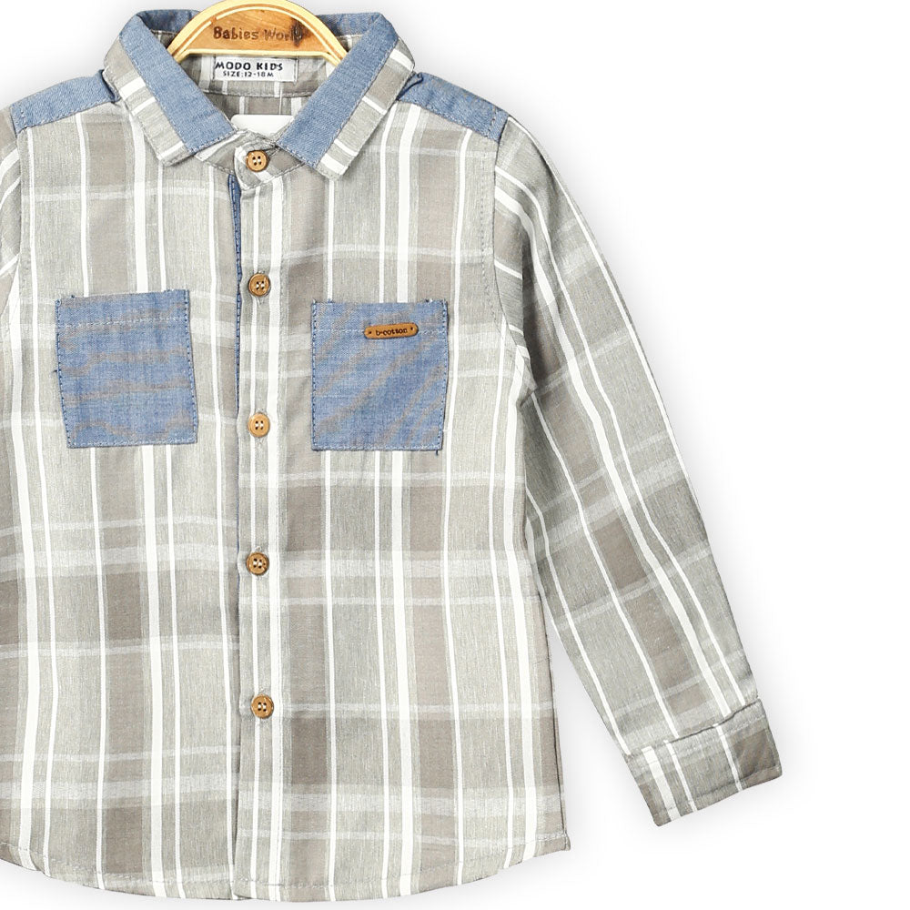 BOY SHIRT GREY PLAID CHECK