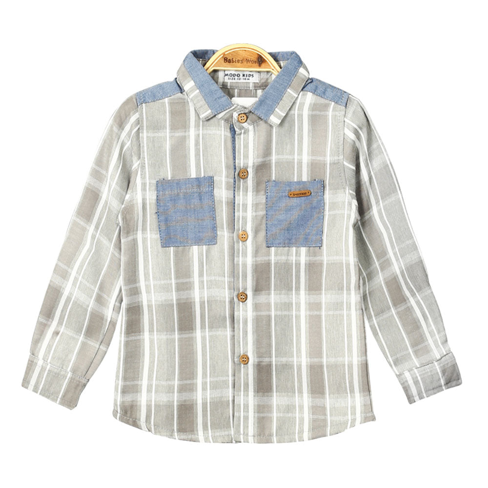 BOY SHIRT GREY PLAID CHECK
