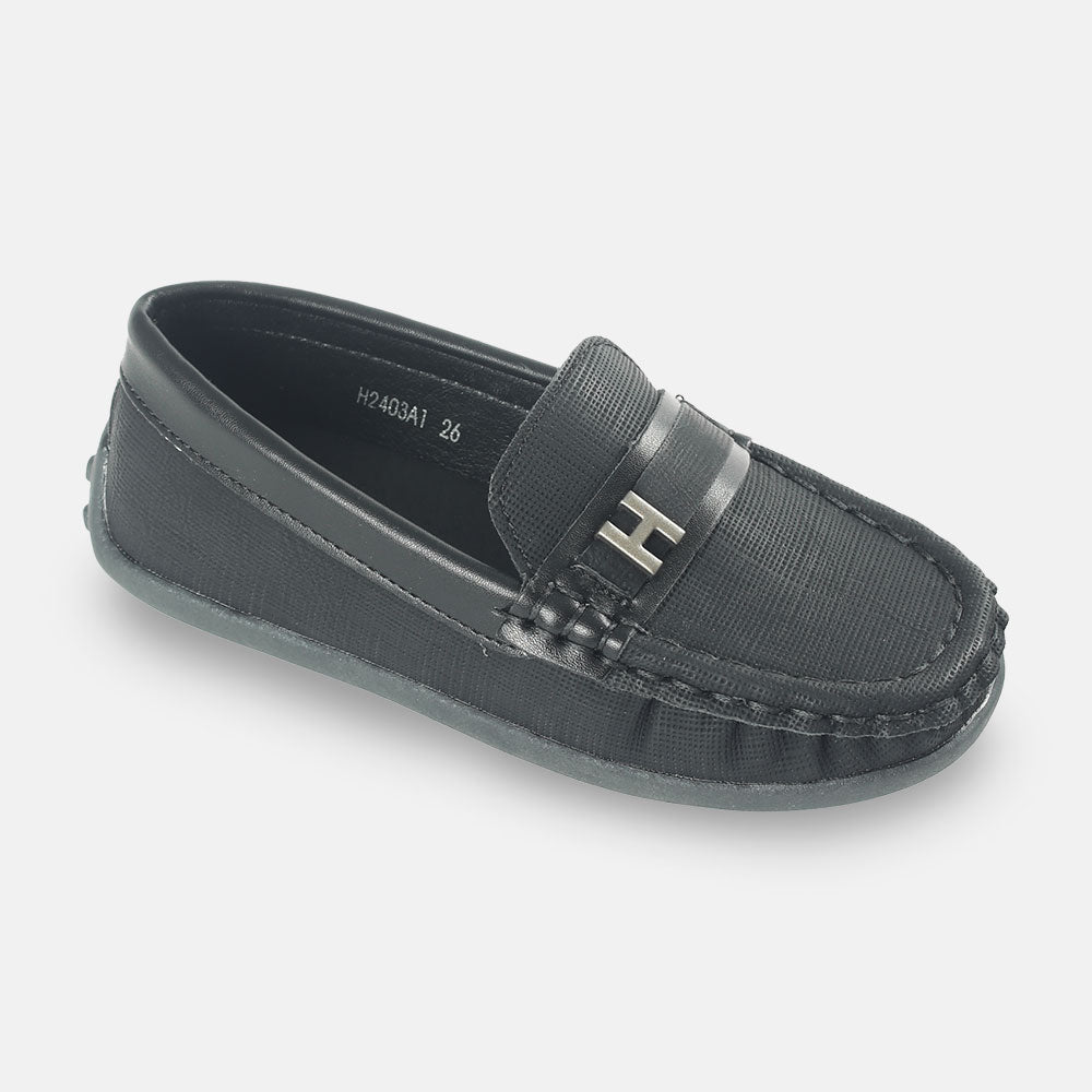 BOY SHOES BLACK TEXTURED