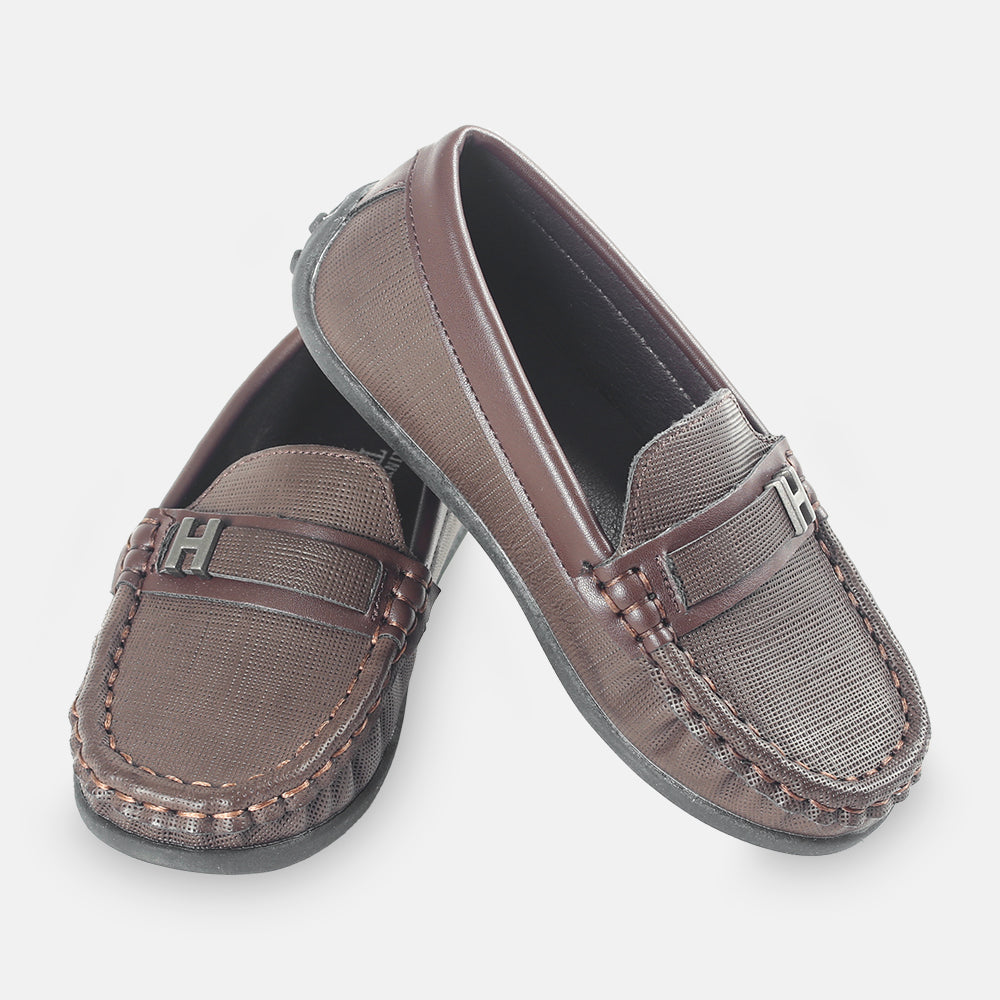 BOY SHOES BROWN TEXTURED